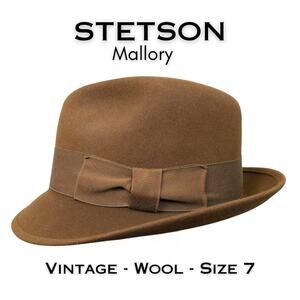 Vintage Stetson Men's Mallory Saddle Brown Caramel Wool "Furlana" Fedora Size 7
